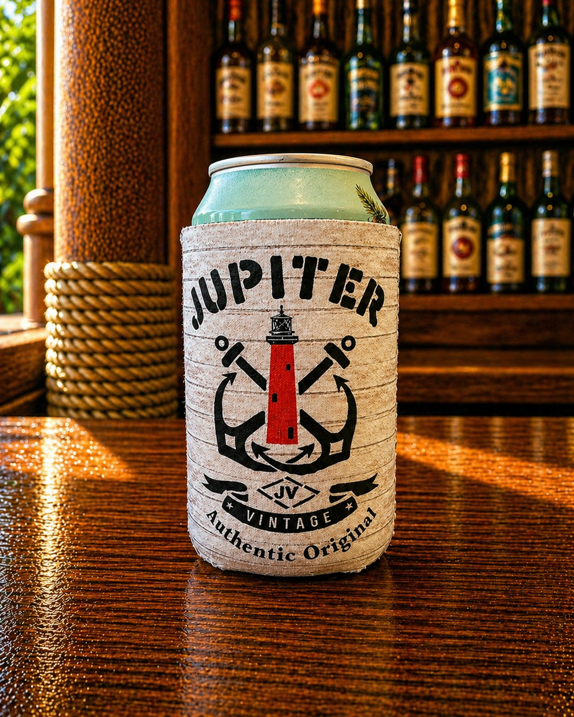 Double Anchor Jupiter Lighthouse Koozie - Regular Can