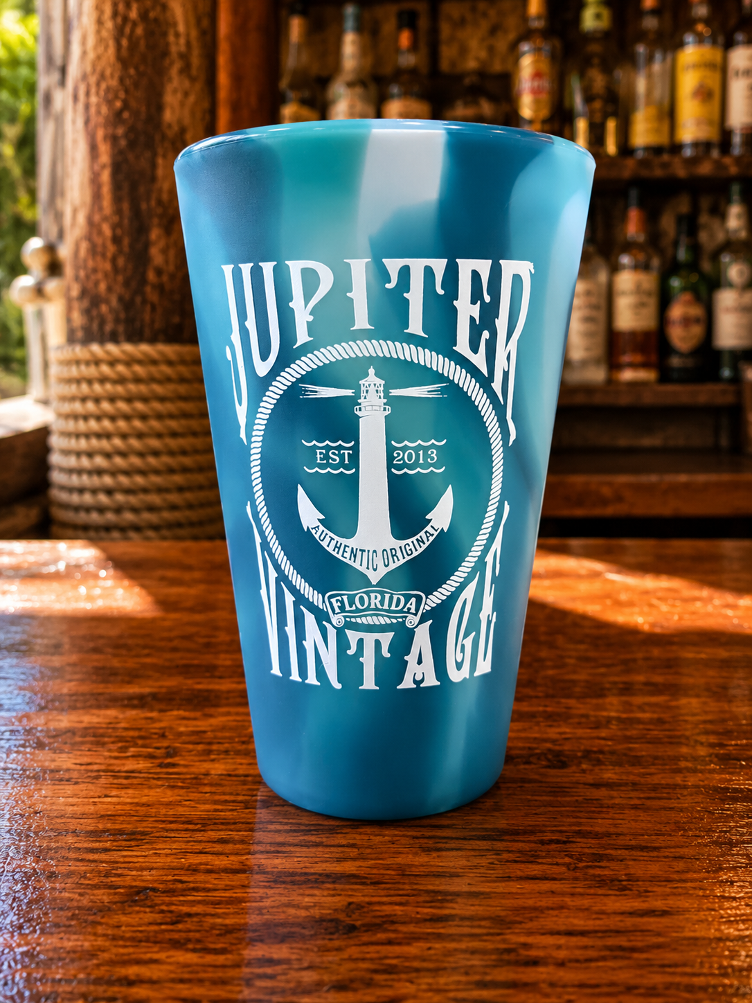 Jupiter Vintage Logo - Blue Crystal - 16oz Silipint