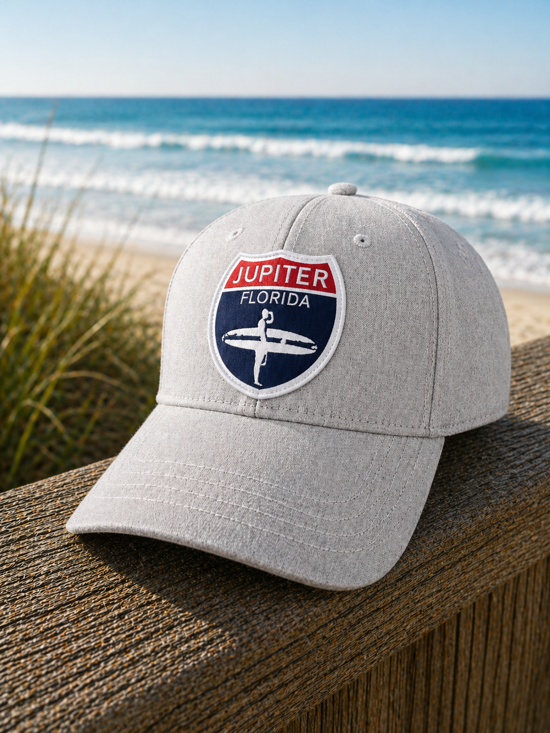 Jupiter Florida Surfer Sign - Tritech Fabric - Heather Grey
