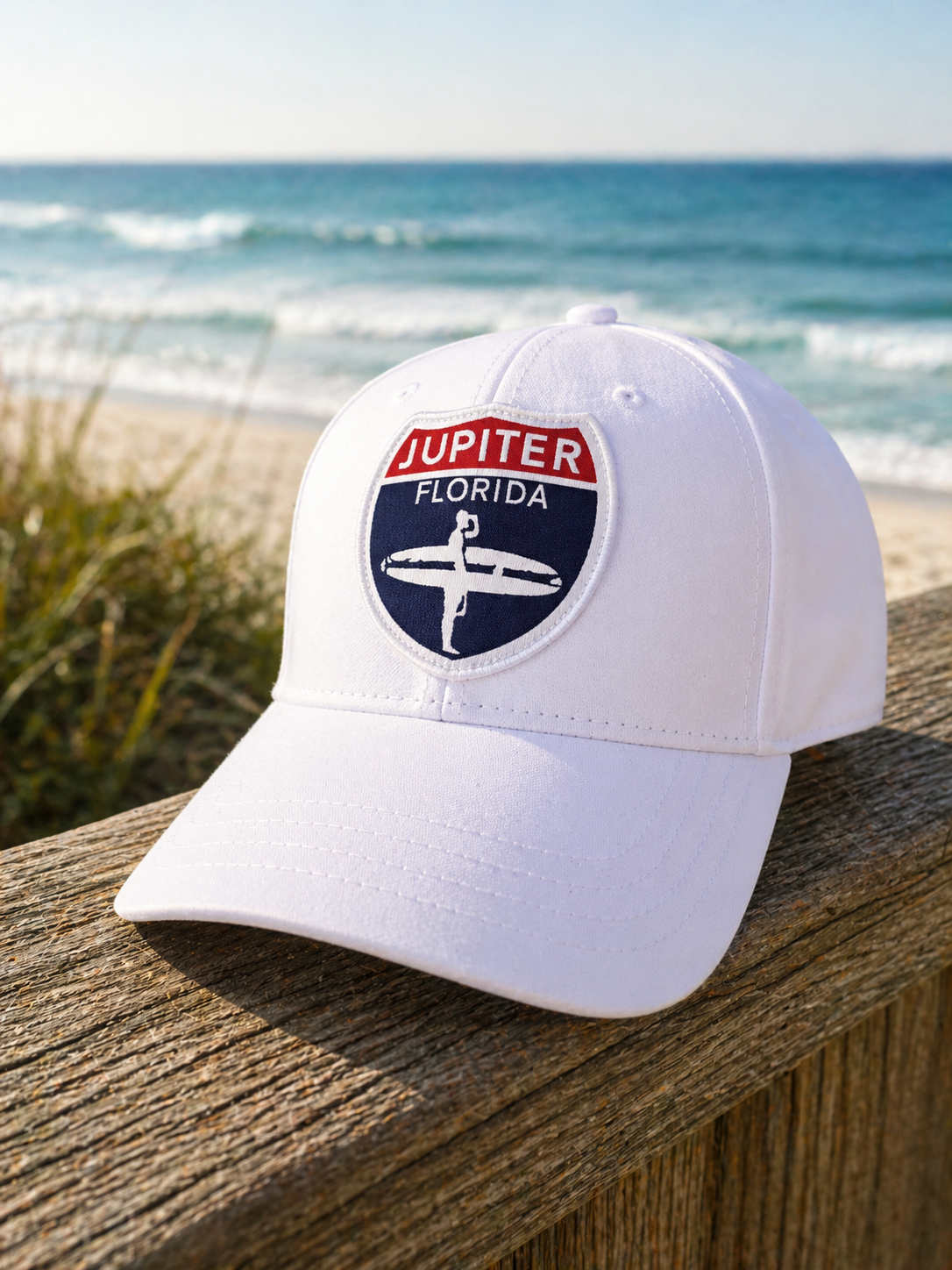 Jupiter Florida Surfer Sign - Tritech Fabric - White
