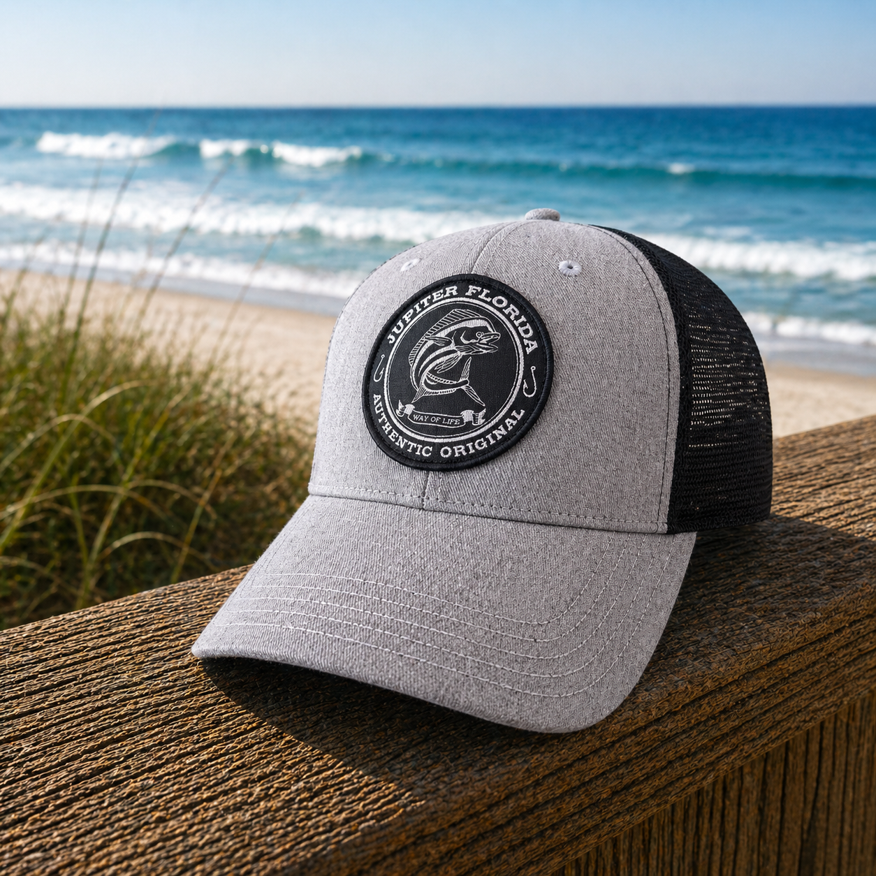 Jupiter Florida Dolphin - Twill - Mesh Back - Grey Heather