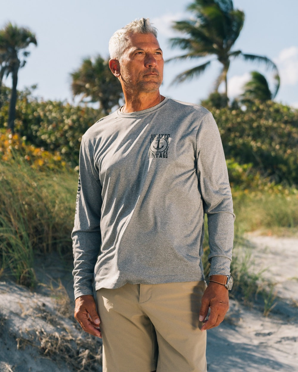Double Anchor Lighthouse - Dry Fit - Heather Grey