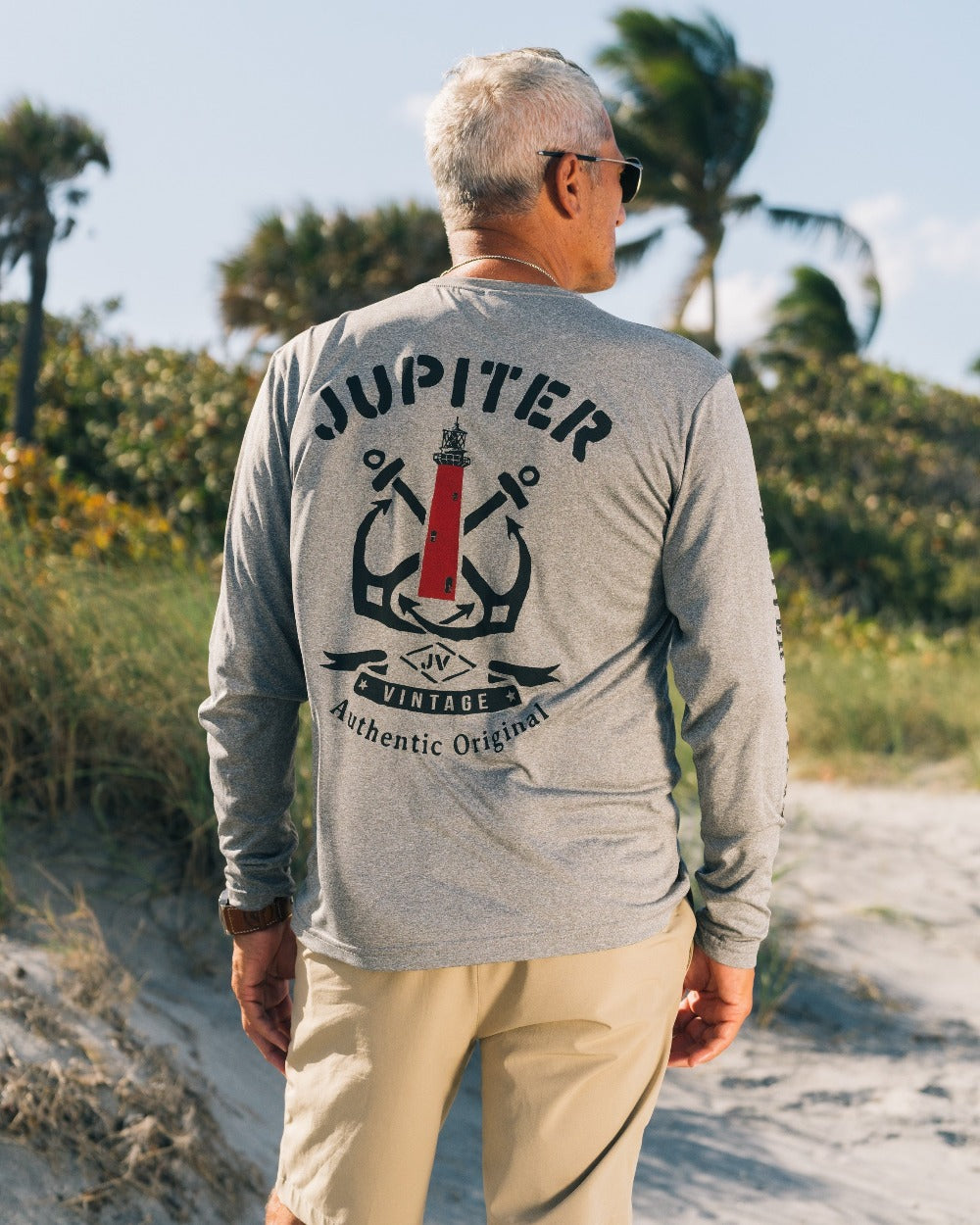 Double Anchor Lighthouse - Dry Fit - Heather Grey