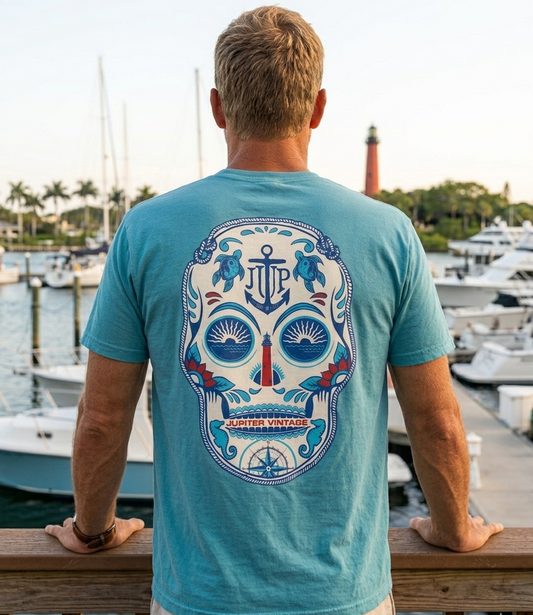 Jupiter Lighthouse Sugar Skull - Eucalyptus Blue