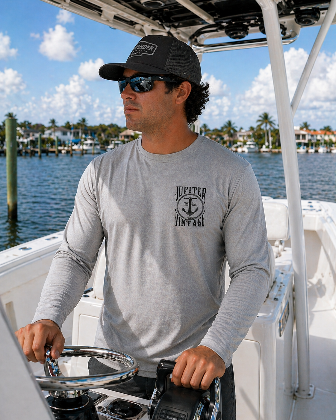 Double Anchor Jupiter Lighthouse - Dry Fit - Heather Grey