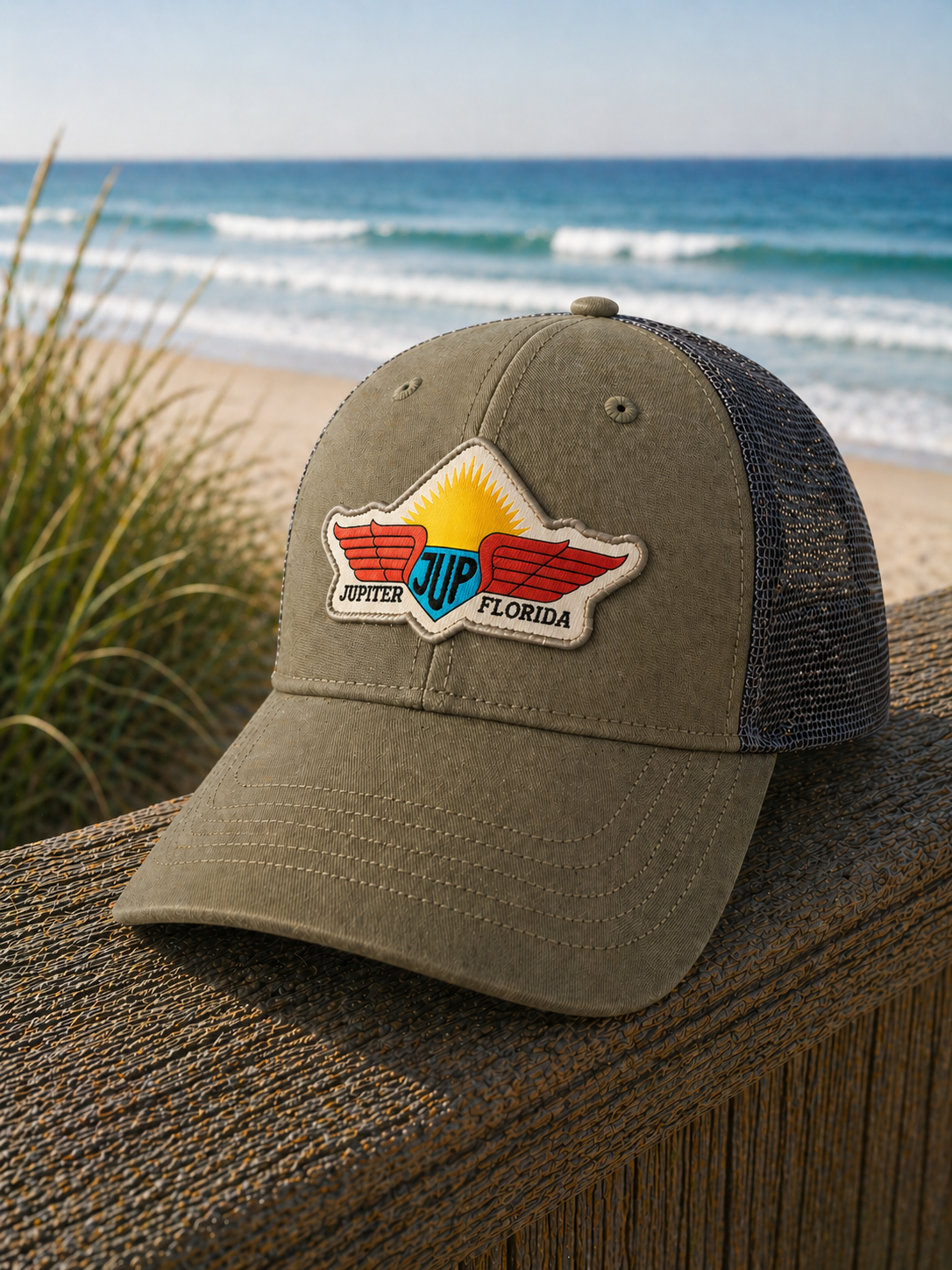 JUP Florida Sunrise - Mesh Back - Olive Twill