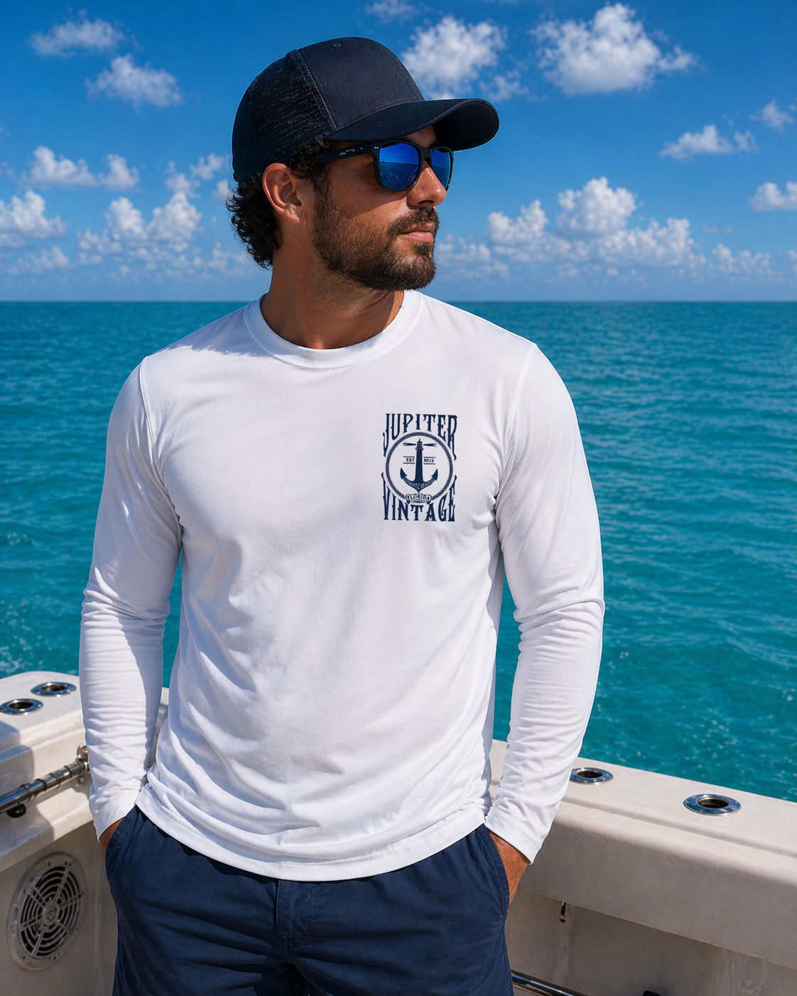 Vintage Dolphin - Dry Fit - White