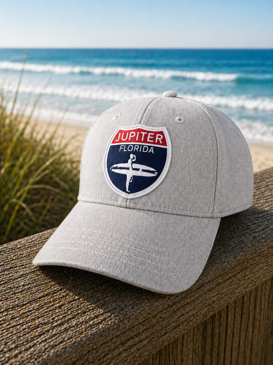 Jupiter Florida Surfer Sign - Tritech Fabric - Heather Grey