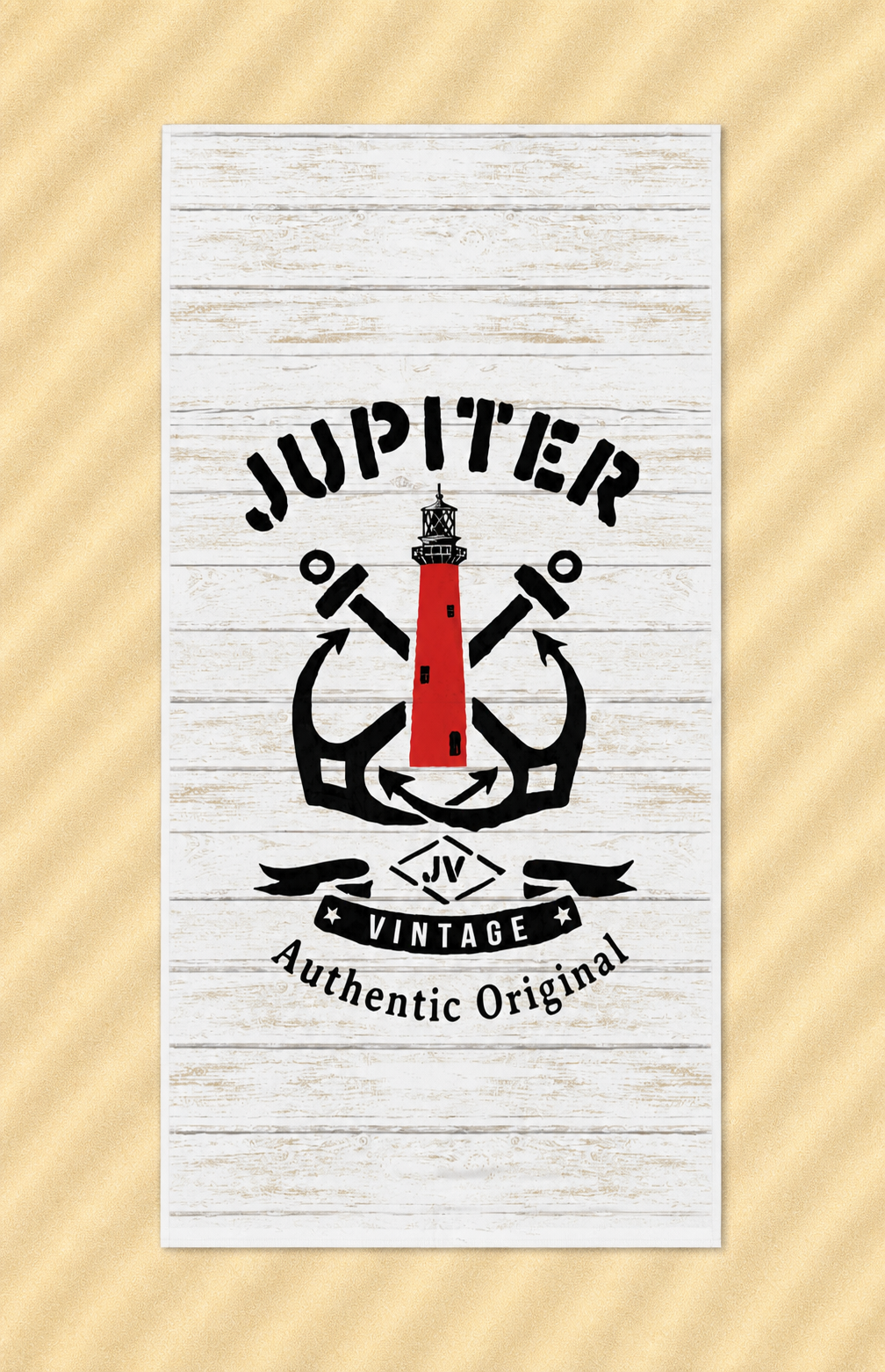 Double Anchor Lighthouse - Jupiter Florida  Coastal Beach Towel