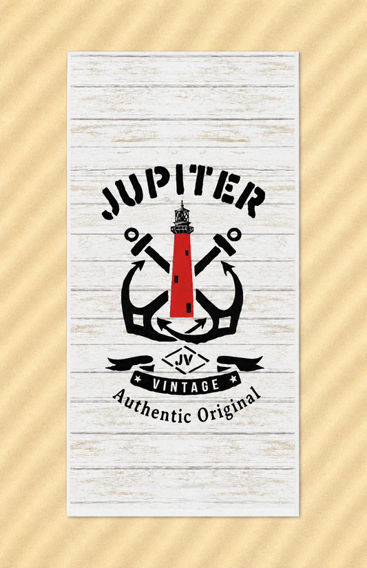 Double Anchor Lighthouse - Jupiter Florida  Coastal Beach Towel