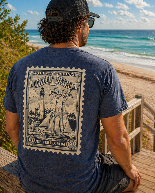 Vintage Jupiter Florida Stamp - Navy Frost