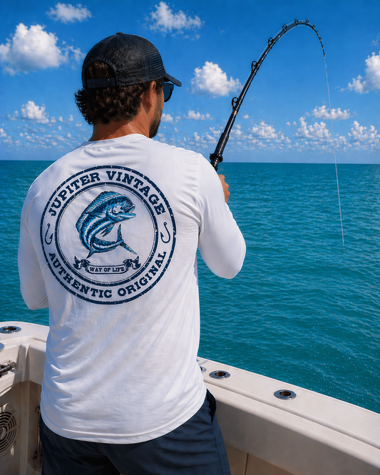 Vintage Dolphin - Dry Fit - White